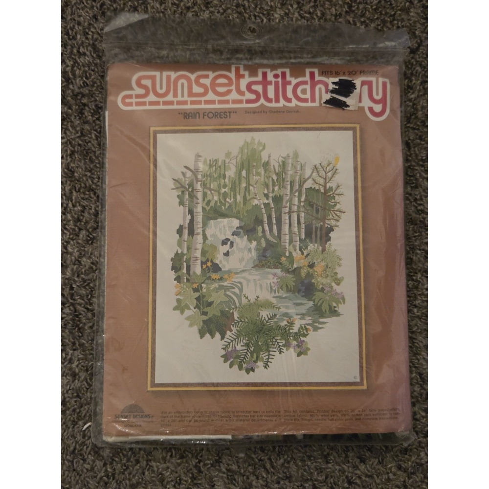 Sunset Stitchery Kit "Rain Forest" by Charlene Gerrish 2469 Vintage 1979 NOS